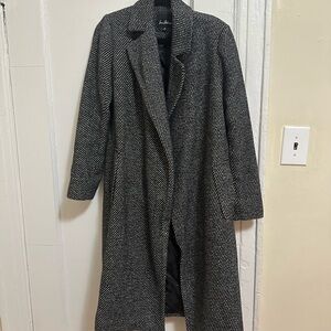 Women's Black and White Herringbone Coat